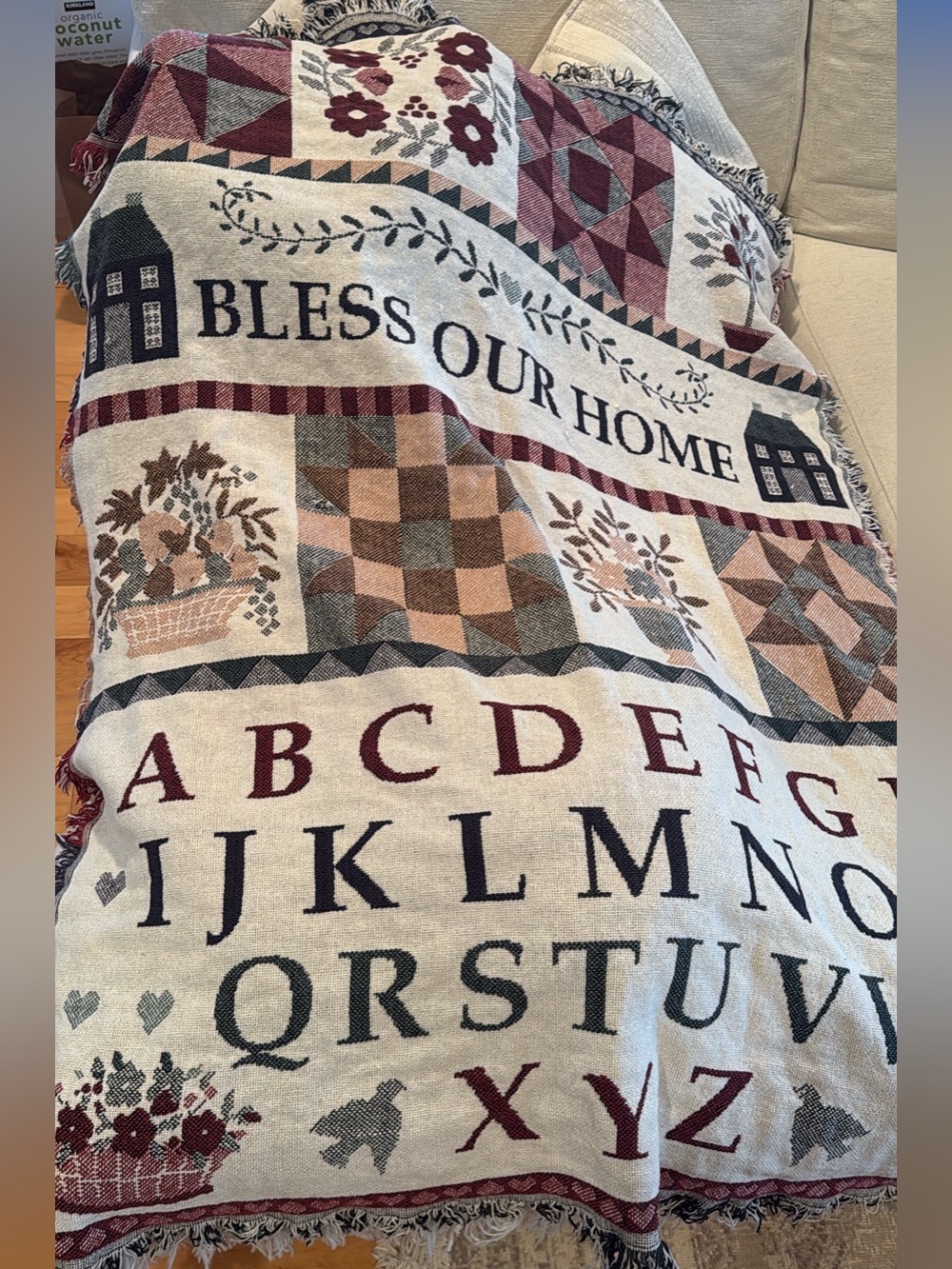 Bless Our Home Alphabet Woven Throw Blanket